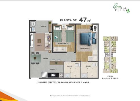 Apartamento à venda com 2 quartos, 47m² - Foto 3